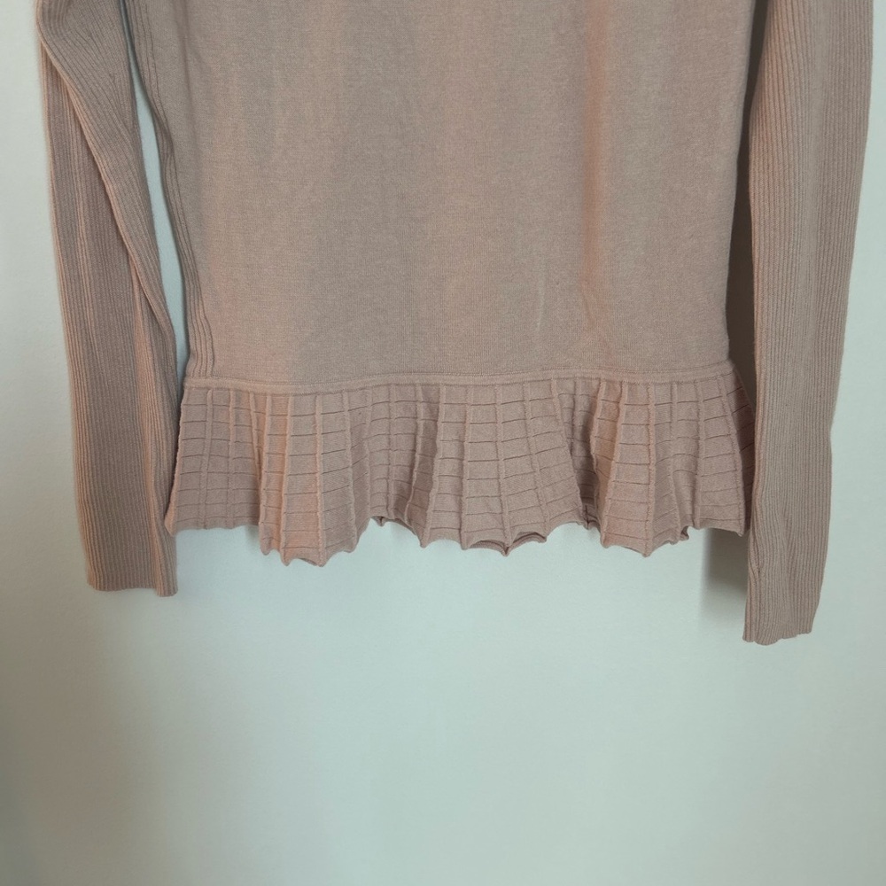 Tory Burch Ribbed Ballet Pink Peplum Sweater Silk/Cashmere Blend Large - Picture 8 of 15
